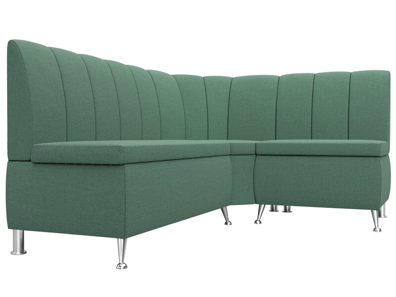 Диван кухонный угловой Кантри правый угол, Рогожка, Амур 11 зеленый