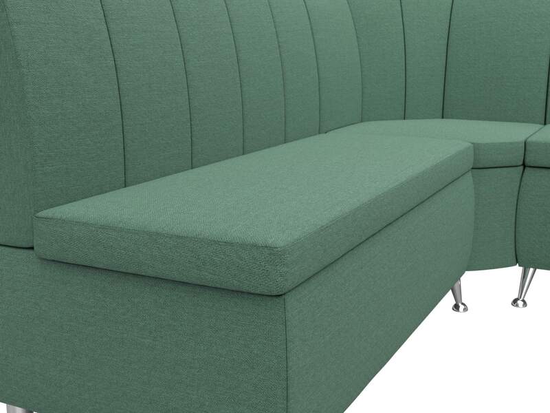 Диван кухонный угловой Кантри правый угол, Рогожка, Амур 11 зеленый