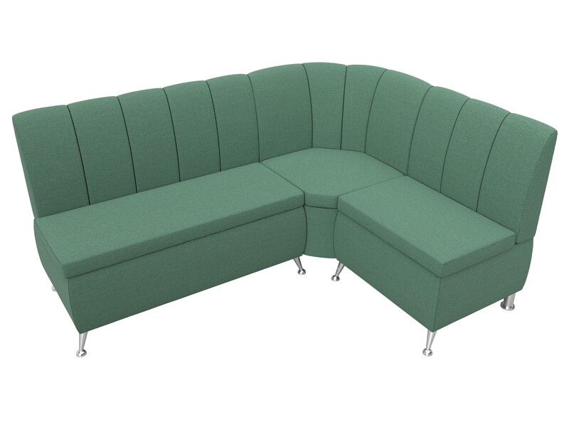 Диван кухонный угловой Кантри правый угол, Рогожка, Амур 11 зеленый