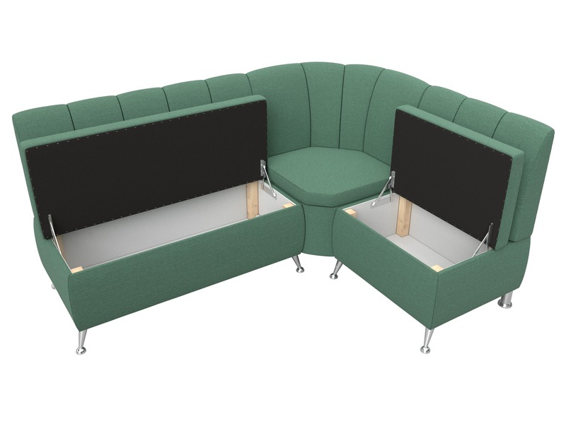 Диван кухонный угловой Кантри правый угол, Рогожка, Амур 11 зеленый