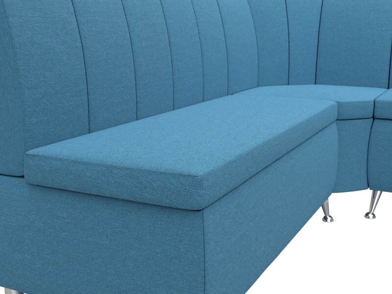 Диван кухонный угловой Кантри правый угол, Рогожка, Амур 10 голубой