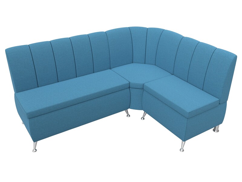 Диван кухонный угловой Кантри правый угол, Рогожка, Амур 10 голубой