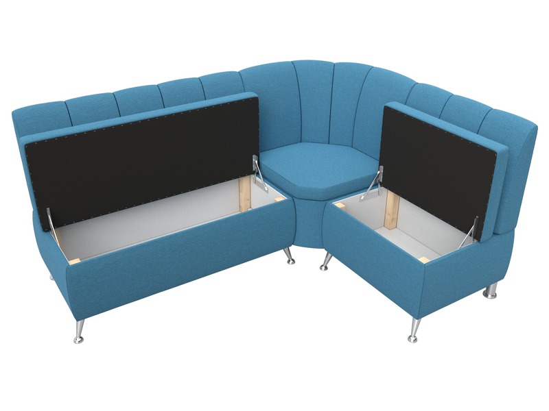 Диван кухонный угловой Кантри правый угол, Рогожка, Амур 10 голубой