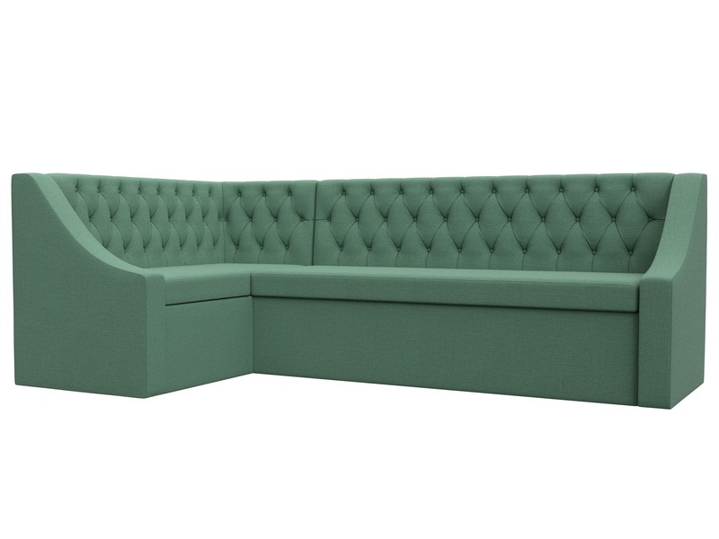 Диван кухонный угловой Мерлин левый угол, Рогожка, Амур 11 зеленый