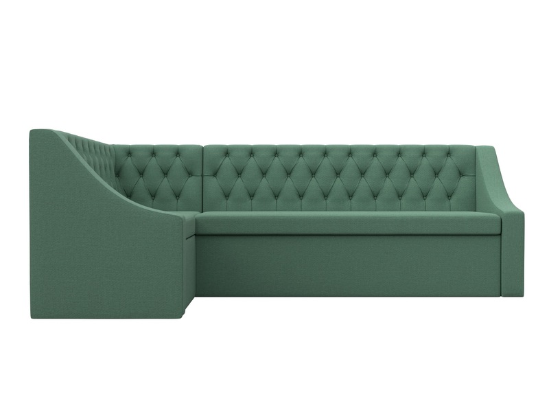 Диван кухонный угловой Мерлин левый угол, Рогожка, Амур 11 зеленый