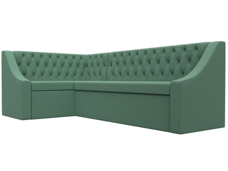 Диван кухонный угловой Мерлин левый угол, Рогожка, Амур 11 зеленый