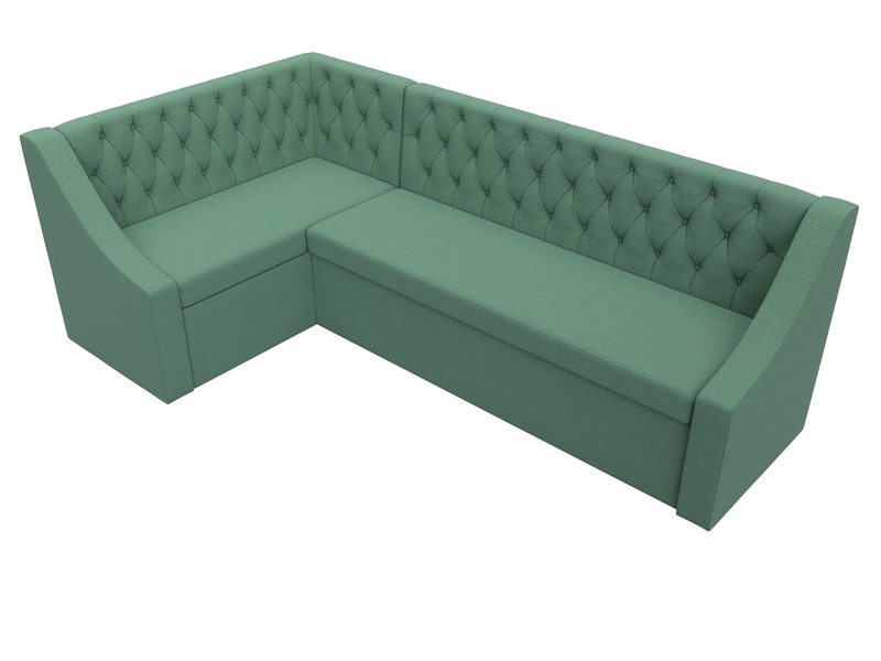 Диван кухонный угловой Мерлин левый угол, Рогожка, Амур 11 зеленый