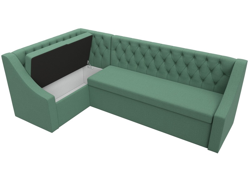 Диван кухонный угловой Мерлин левый угол, Рогожка, Амур 11 зеленый