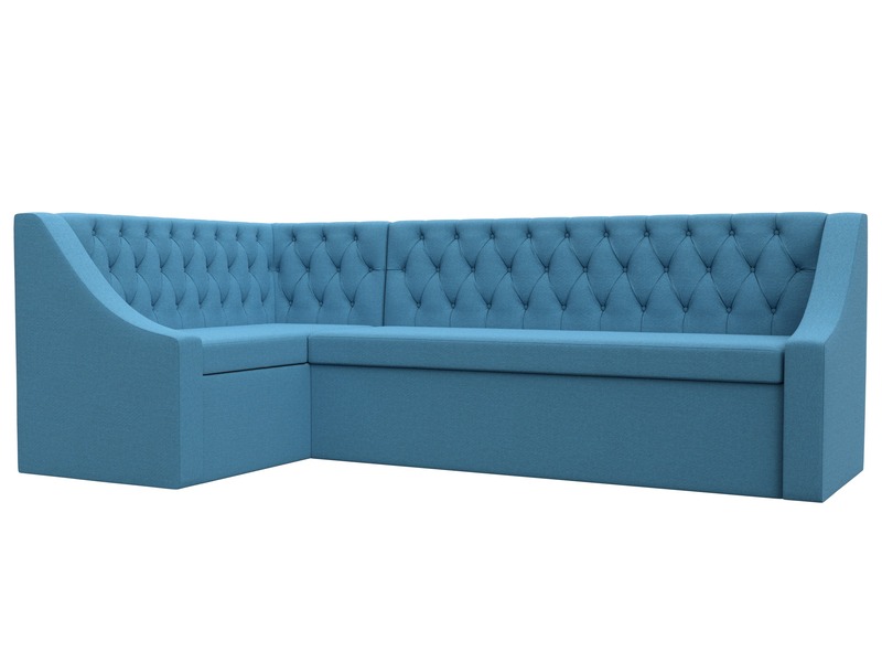 Диван кухонный угловой Мерлин левый угол, Рогожка, Амур 10 голубой
