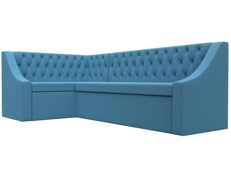 Диван кухонный угловой Мерлин левый угол, Рогожка, Амур 10 голубой