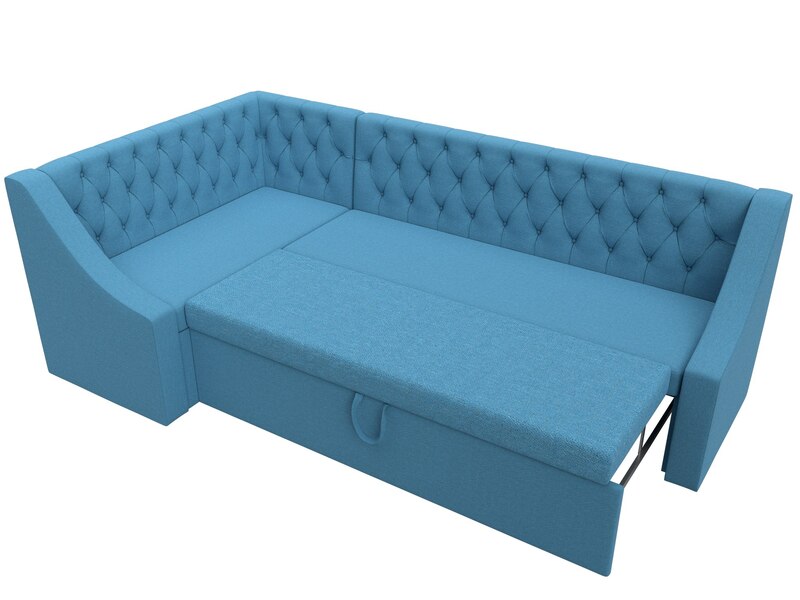 Диван кухонный угловой Мерлин левый угол, Рогожка, Амур 10 голубой