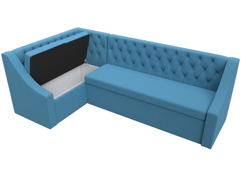 Диван кухонный угловой Мерлин левый угол, Рогожка, Амур 10 голубой