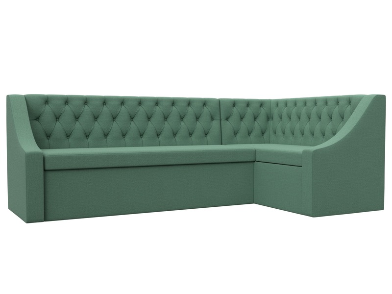 Диван кухонный угловой Мерлин правый угол, Рогожка, Амур 11 зеленый