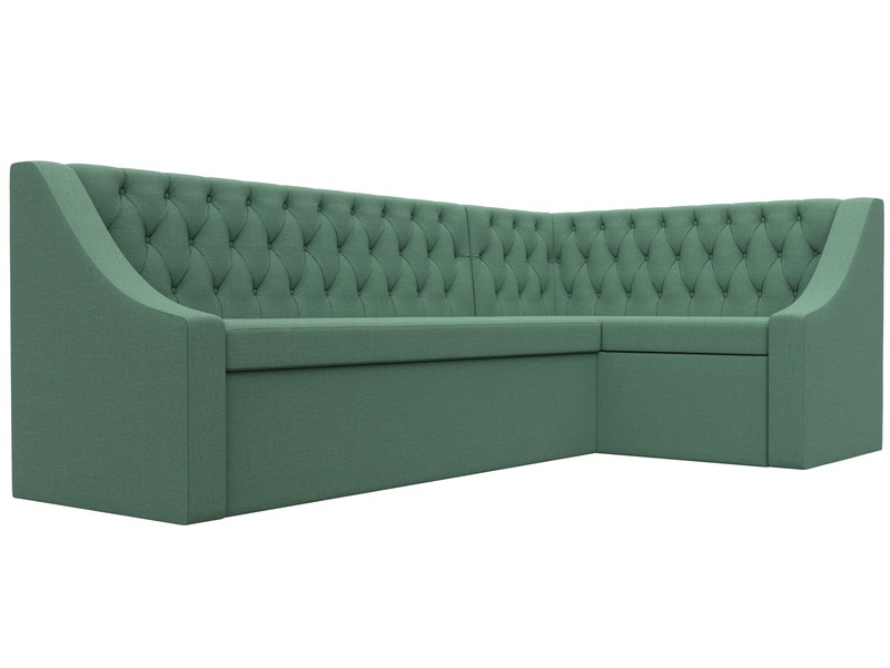 Диван кухонный угловой Мерлин правый угол, Рогожка, Амур 11 зеленый