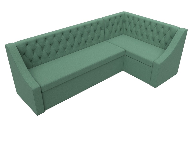 Диван кухонный угловой Мерлин правый угол, Рогожка, Амур 11 зеленый