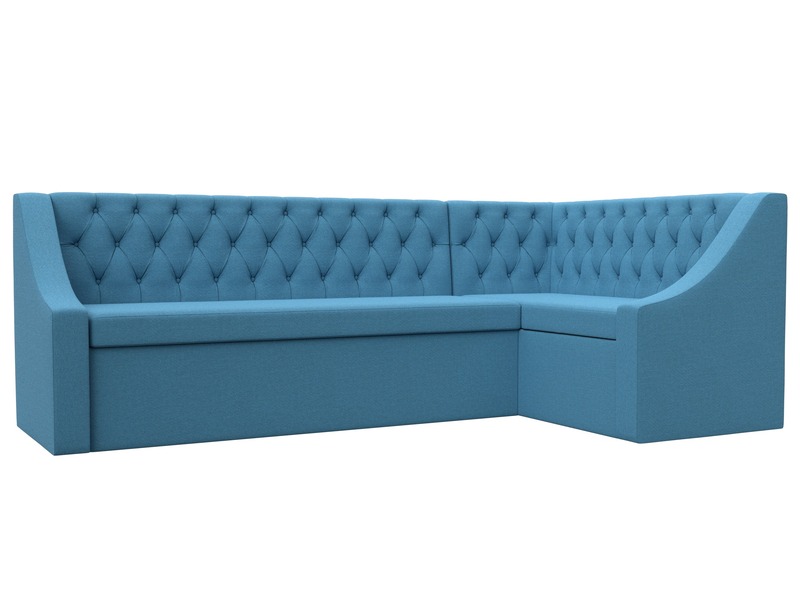 Диван кухонный угловой Мерлин правый угол, Рогожка, Амур 10 голубой