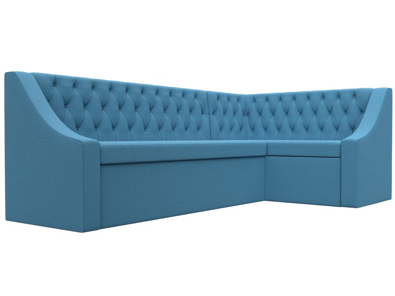 Диван кухонный угловой Мерлин правый угол, Рогожка, Амур 10 голубой