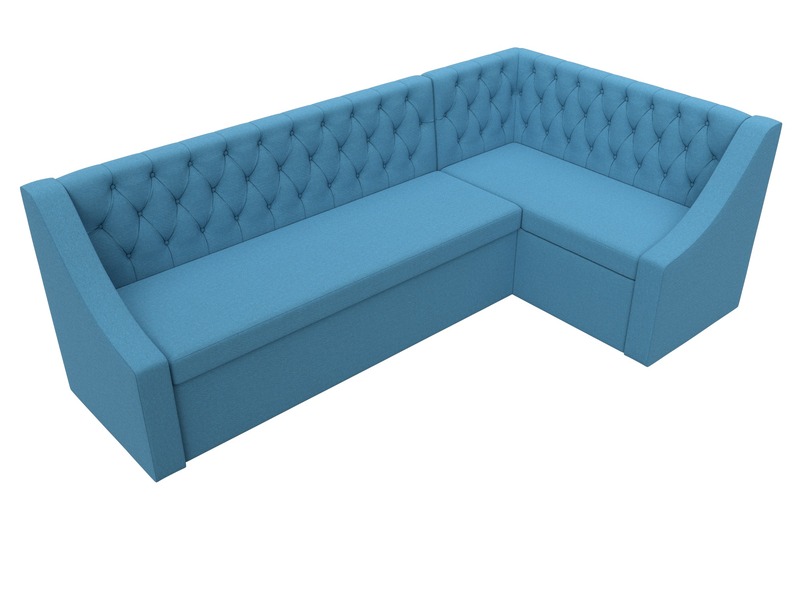 Диван кухонный угловой Мерлин правый угол, Рогожка, Амур 10 голубой