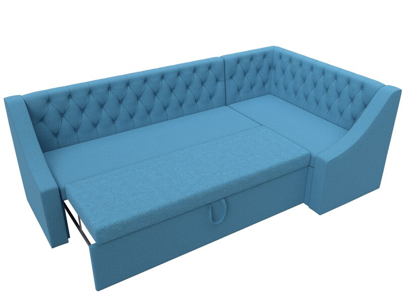 Диван кухонный угловой Мерлин правый угол, Рогожка, Амур 10 голубой