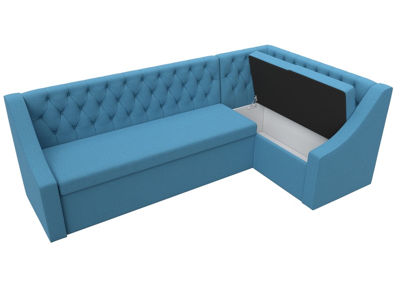 Диван кухонный угловой Мерлин правый угол, Рогожка, Амур 10 голубой