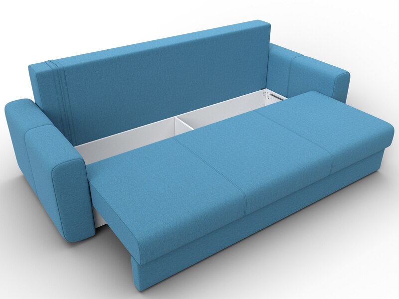 Диван прямой Лига-031, Рогожка, Амур 10 голубой