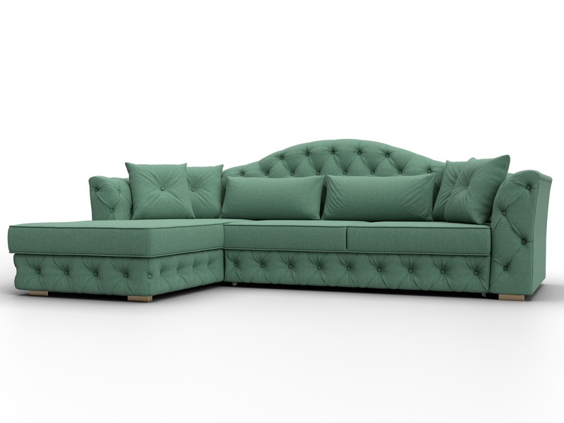 Диван угловой Артис левый угол, Рогожка, Амур 11 зеленый