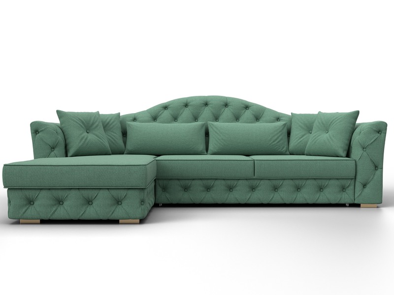 Диван угловой Артис левый угол, Рогожка, Амур 11 зеленый