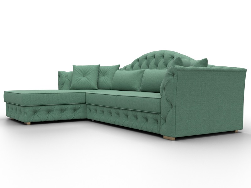 Диван угловой Артис левый угол, Рогожка, Амур 11 зеленый