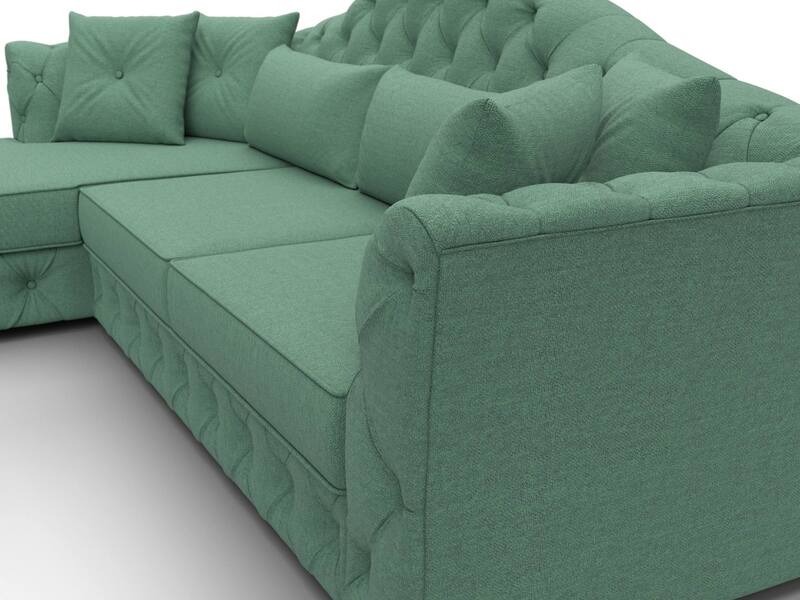 Диван угловой Артис левый угол, Рогожка, Амур 11 зеленый