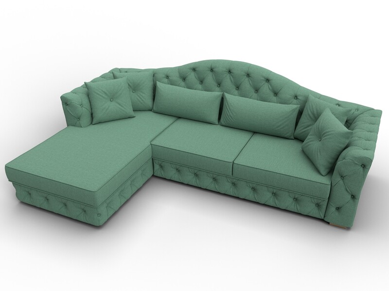 Диван угловой Артис левый угол, Рогожка, Амур 11 зеленый