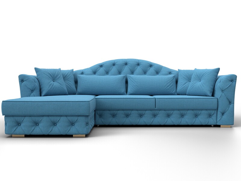 Диван угловой Артис левый угол, Рогожка, Амур 10 голубой