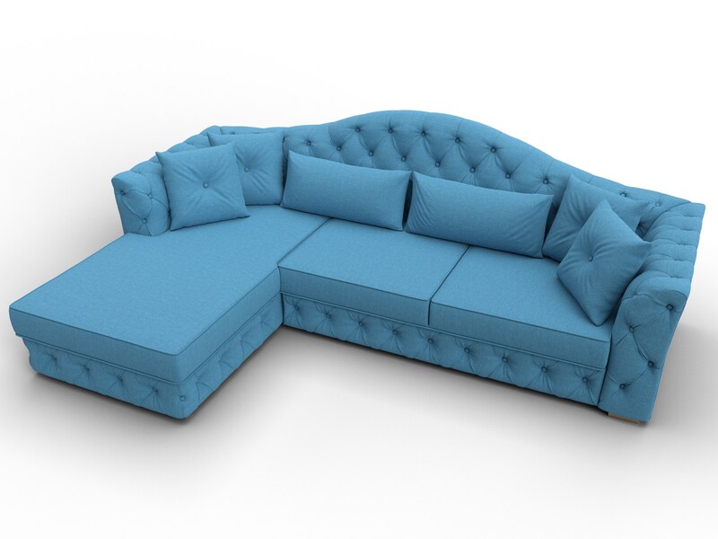 Диван угловой Артис левый угол, Рогожка, Амур 10 голубой