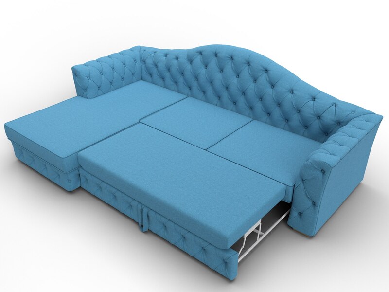 Диван угловой Артис левый угол, Рогожка, Амур 10 голубой