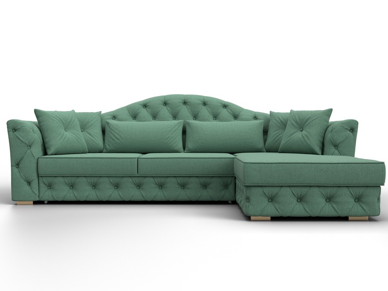 Диван угловой Артис правый угол, Рогожка, Амур 11 зеленый