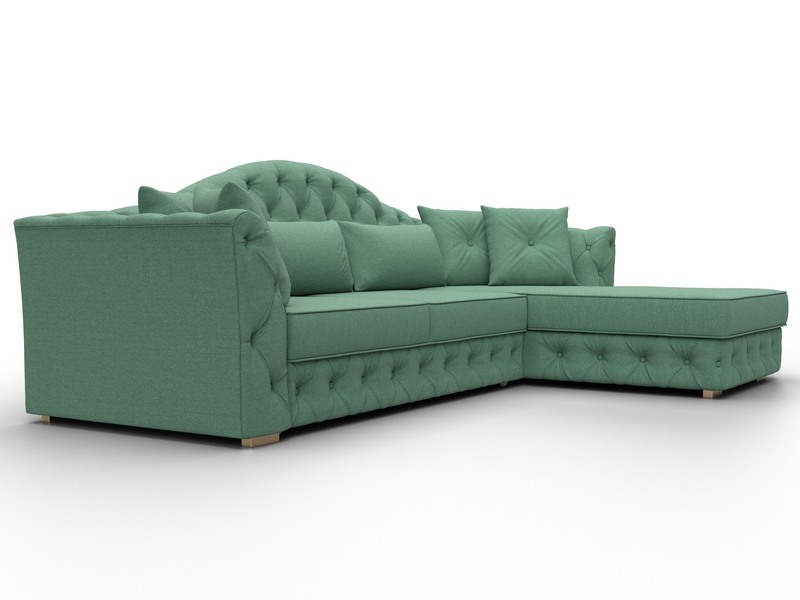 Диван угловой Артис правый угол, Рогожка, Амур 11 зеленый