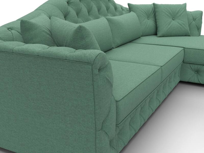 Диван угловой Артис правый угол, Рогожка, Амур 11 зеленый