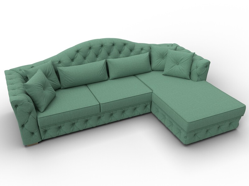 Диван угловой Артис правый угол, Рогожка, Амур 11 зеленый