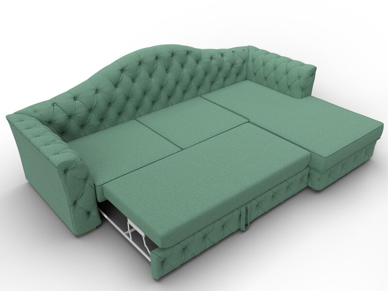 Диван угловой Артис правый угол, Рогожка, Амур 11 зеленый