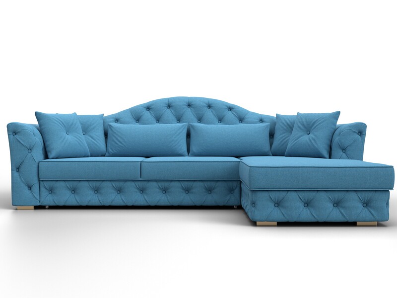 Диван угловой Артис правый угол, Рогожка, Амур 10 голубой