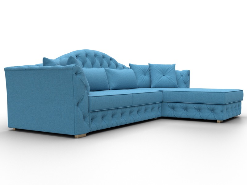 Диван угловой Артис правый угол, Рогожка, Амур 10 голубой