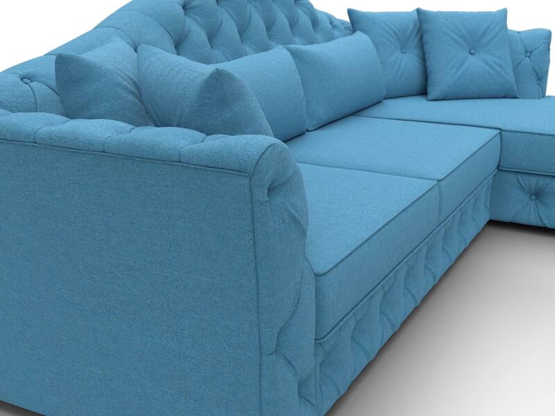 Диван угловой Артис правый угол, Рогожка, Амур 10 голубой