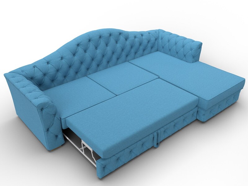 Диван угловой Артис правый угол, Рогожка, Амур 10 голубой