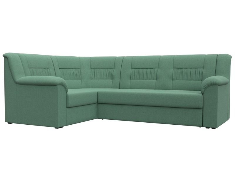 Диван угловой Карелия левый угол, Рогожка, Амур 11 зеленый