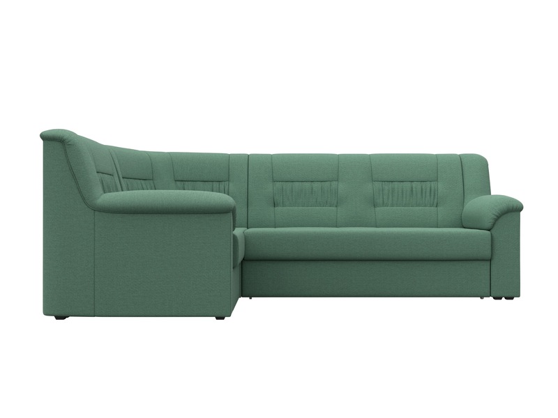 Диван угловой Карелия левый угол, Рогожка, Амур 11 зеленый