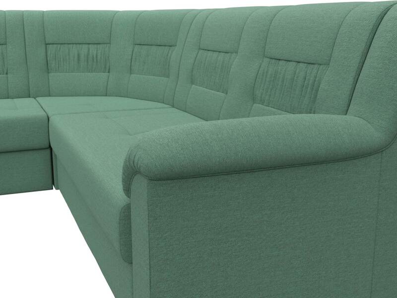 Диван угловой Карелия левый угол, Рогожка, Амур 11 зеленый