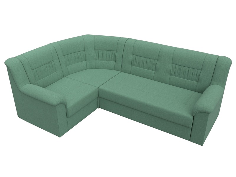 Диван угловой Карелия левый угол, Рогожка, Амур 11 зеленый