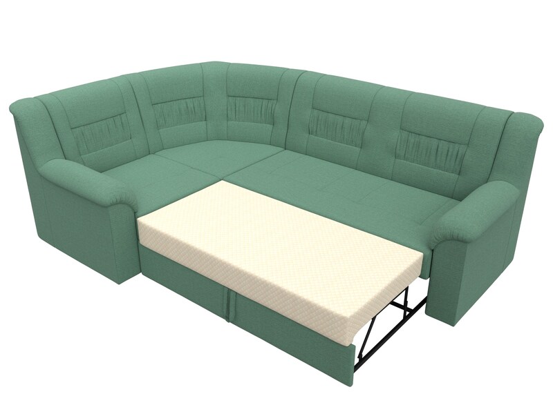 Диван угловой Карелия левый угол, Рогожка, Амур 11 зеленый