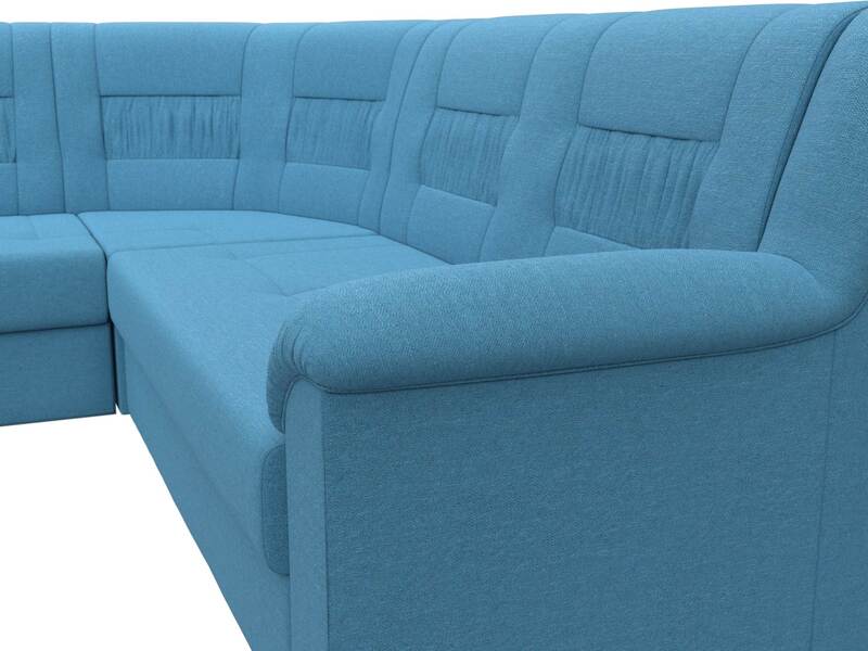 Диван угловой Карелия левый угол, Рогожка, Амур 10 голубой