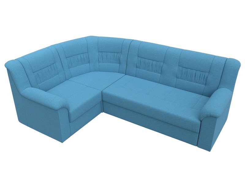 Диван угловой Карелия левый угол, Рогожка, Амур 10 голубой