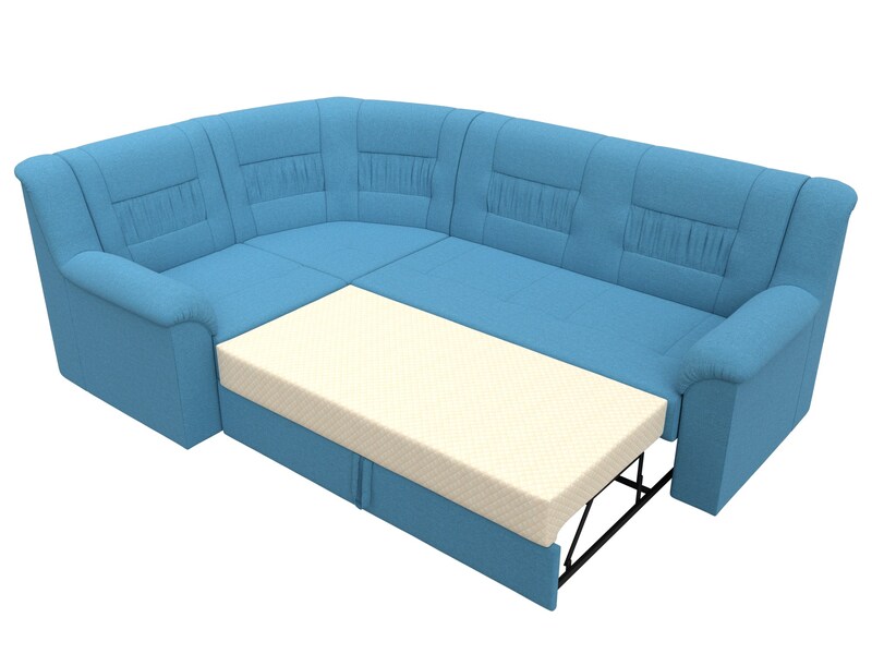 Диван угловой Карелия левый угол, Рогожка, Амур 10 голубой